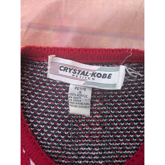 Plaid Cardigan Sweater Crystal Kobe Vintage Size S Ugly Christmas - Picture 4 of 8